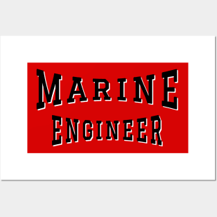 Marine Engineer in Black Color Text Posters and Art